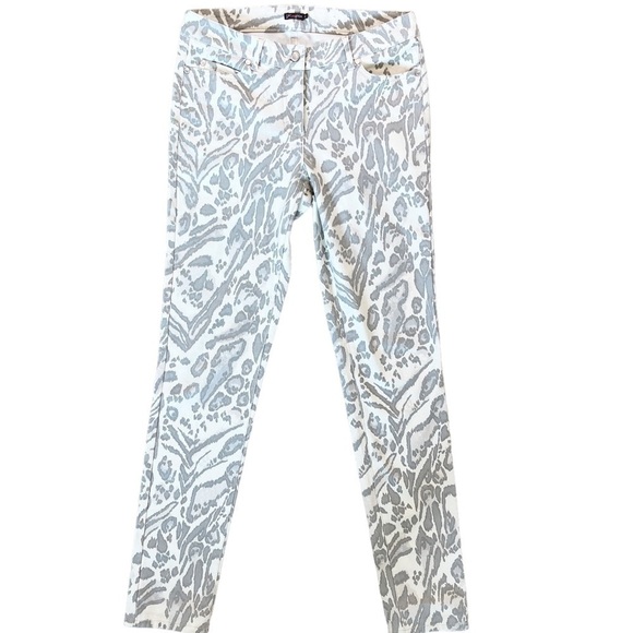 J. McLAUGHLIN Lexi Mid Rise Jeans Size 6 in Cream and Gray Print - Picture 2 of 13